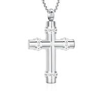 Collana con ciondolo a forma di croce per ceneri di cremazione, gioiello commemorativo per preghiera del Signore, collana con croce per ceneri, Acciaio inossidabile, Nessuna pietra preziosa