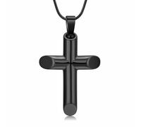 Collana con ciondolo a forma di croce per ceneri di cremazione, gioiello commemorativo per preghiera del Signore, collane con croce per ceneri, Acciaio inossidabile, Nessuna pietra preziosa