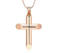 Collana con ciondolo a forma di croce per ceneri di cremazione, gioiello commemorativo per preghiera del Signore, collane con croce per ceneri, Acciaio inossidabile, Nessuna pietra preziosa