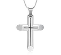 Collana con ciondolo a forma di croce per ceneri di cremazione, gioiello commemorativo per preghiera del Signore, collane con croce per ceneri, Acciaio inossidabile, Nessuna pietra preziosa