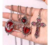 Collana con ciondolo a forma di croce, ragno, bara e spada in stile Y2K gotico punk rock, catena in acciaio inossidabile, collana hip hop personalizzata, può essere indossata a strati, unisex 45 cm+5