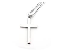 Collana con ciondolo a forma di croce tradizionale in argento Sterling 14 K, 3 mm, per uomini, donne, ragazzi, ragazze, adolescenti, gioielli alla moda, da indossare da solo o con ciondolo, 20