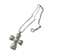 Collana con ciondolo a forma di crocifisso, elegante, lunga catena, in lega, lunghezza regolabile, per abiti quotidiani, elegante collana per adolescenti