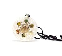 Collana con ciondolo a forma di cubo di Merkaba con 7 chakra e cristalli e orgonia, 5,1 cm circa, regolabile, con catena (selenite)
