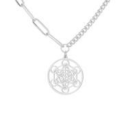 Collana Con Ciondolo a Forma di Cubo di Metatron per Gli Uomini e le Donne in Acciaio Inossidabile Stile Geometrico Con i Sigilli Dell'Arcangelo Collana Talismano di Guarigione Spirituale Gioielli