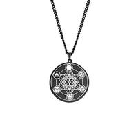 Collana Con Ciondolo a Forma di Cubo di Metatron per Gli Uomini e le Donne in Acciaio Inossidabile Stile Geometrico Con i Sigilli Dell'Arcangelo Collana Talismano di Guarigione Spirituale Gioielli