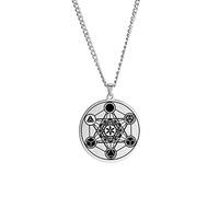 Collana Con Ciondolo a Forma di Cubo di Metatron per Gli Uomini e le Donne in Acciaio Inossidabile Stile Geometrico Con i Sigilli Dell'Arcangelo Collana Talismano di Guarigione Spirituale Gioielli