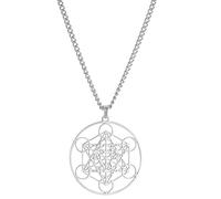 Collana Con Ciondolo a Forma di Cubo di Metatron per Gli Uomini e le Donne in Acciaio Inossidabile Stile Geometrico Con i Sigilli Dell'Arcangelo Collana Talismano di Guarigione Spirituale Gioielli