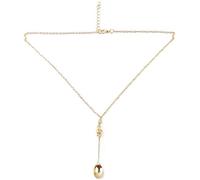 Collana con ciondolo a forma di cucchiaino da tè con corona lunga, stile classico, dorato, utile e alla moda