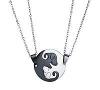 Collana con ciondolo a forma di cucciolo di cane, con ciondolo a forma di Yin Yang, per donne e uomini, collana dell'amicizia a lunga distanza, set di 2 pezzi, 2.7cm x 2.1cm (pendant), 60cm (chain