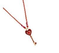 Collana con ciondolo a forma di cuore artistico a goccia che simboleggia piacere positività alla moda catena a strati accessorio in rame a forma di cuore trifogli collana goccia per le donne, Misura