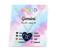 Collana con ciondolo a forma di cuore con 12 costellazioni e catena regolabile smaltata termocromica dello zodiaco per donne e uomini che cambiano colore umore astrologia oroscopo gioielli, Metallo