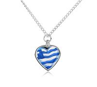 Collana con ciondolo a forma di cuore con bandiera della Grecia per ceneri e gioielli a forma di cuore, collana commemorativa per animali domestici