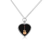Collana con ciondolo a forma di cuore con chitarra e urna per ceneri