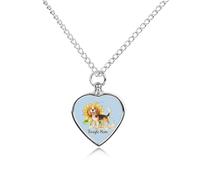 Collana con ciondolo a forma di cuore con ciondolo a forma di girasole e scritta "Beagle", per ceneri, per la cremazione degli animali domestici