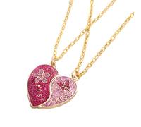 Collana con ciondolo a forma di cuore con farfalla e fiore Bestie, collana per il collo dell'amicizia, collana versatile alla moda, Misura unica, come descritto, come descritto