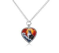 Collana con ciondolo a forma di cuore con gatto giapponese e onda dell'oceano, gioiello per ceneri