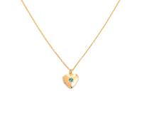 Collana con ciondolo a forma di cuore, con pietra portafortuna e struttura in metallo, per conservare la memoria