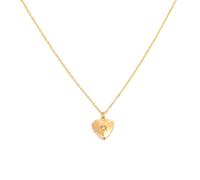 Collana con ciondolo a forma di cuore, con pietra portafortuna e struttura in metallo, per conservare la memoria