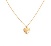 Collana con ciondolo a forma di cuore, con pietra portafortuna e struttura in metallo, per conservare la memoria