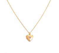 Collana con ciondolo a forma di cuore, con pietra portafortuna e struttura in metallo, per conservare la memoria
