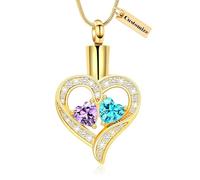 Collana con ciondolo a forma di cuore con pietra portafortuna per ceneri di cremazione, collana con ciondolo per le donne, urna commemorativa, gioiello per ceneri, Acciaio inossidabile