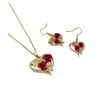 Collana con ciondolo a forma di cuore con rosa d'amore for le donne, squisiti zirconi, gioielli romantici for sempre