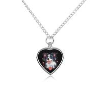 Collana con ciondolo a forma di cuore con scritta "Love Puppy Border Collie"