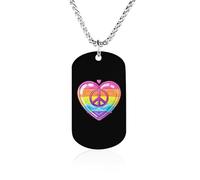 Collana con ciondolo a forma di cuore con simbolo della pace arcobaleno, bandiera gay orgogliosa, in acciaio al titanio, rettangolare, gioiello regalo