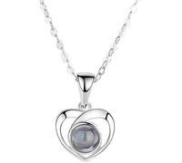 Collana con ciondolo a forma di cuore con simbolo dell'infinito e scritta "Dich ich Liebe", 100 lingue, per fidanzata, regalo per donne, madri, San Valentino, Natale, Mittelgroße, bronzo, Mittelgroße