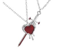 Collana con ciondolo a forma di cuore con spade alla moda, gioiello per San Valentino, elegante che rappresenta l'amore resiliente, gioiello per data e notte, One Size, come descritto, come descritto
