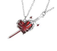 Collana con ciondolo a forma di cuore con spade alla moda, gioiello per San Valentino, elegante che rappresenta l'amore resiliente, gioiello per data e notte, One Size, come descritto, come descritto