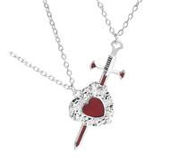 Collana con ciondolo a forma di cuore con spade alla moda, gioiello per San Valentino, elegante che rappresenta l'amore resiliente, gioiello per data e notte, One Size, come descritto, come descritto