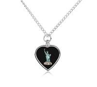 Collana con ciondolo a forma di cuore con statuette della libertà, con scritta "I Love New York"
