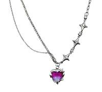 Collana con ciondolo a forma di cuore con stella e zircone nero viola irregolare Love Crystal Choker Egirl Collane da donna Accessori per gioielli Collana con ciondolo a forma di cuore per donne Y2k