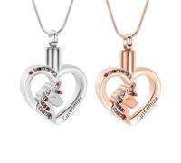 Collana con ciondolo a forma di cuore con unicorno, urna per cremazione, gioielli per ceneri in acciaio inox, con ciondolo in cristallo, Acciaio inossidabile, Nessuna pietra preziosa