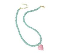 Collana con ciondolo a forma di cuore dolce con perline acriliche a contrasto di colore Candy Color Love Heart catena in rilievo catena per il collo