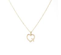 Collana con Ciondolo a forma di Cuore e Aereo in linea - Collana Regolabile in Argento 925 - Idea Regalo per chi ama Viaggiare - Modello Ginevra (Oro)