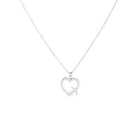 Collana con Ciondolo a forma di Cuore e Aereo in linea - Collana Regolabile in Argento 925 - Idea Regalo per chi ama Viaggiare - Modello Ginevra (Argento)