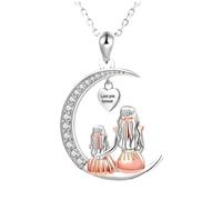 Collana con ciondolo a forma di cuore e luna, con albero della vita, regalo simbolico per mamma, compleanno, Natale, catena regolabile, in lega di zinco, collana simbolica, Misura unica, come