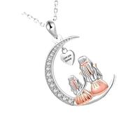 Collana con ciondolo a forma di cuore e luna, con simbolo dell'albero della vita, catena regolabile, perfetta per la festa della mamma, compleanno, albero della vita, One Size, come descritto, come