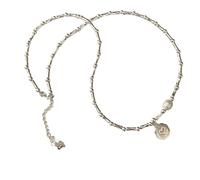 Collana con ciondolo a forma di cuore e perla barocca, realizzata a mano 16+2 in argento S925 e catena di rame, design con perle d'acqua dolce per un look elegante