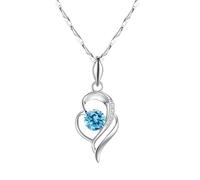 Collana con ciondolo a forma di cuore in argento Sterling 925, placcato in oro bianco 14 carati, zirconia cubica taglio rotondo, collana con ciondolo a forma di cuore per donne e ragazze, con zirconia