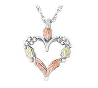 Collana con ciondolo a forma di cuore, in argento Sterling, oro rosa 12 kt e verde con colline nere, 45,7 cm, Metallo