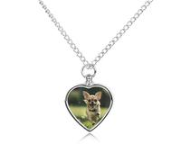 Collana con ciondolo a forma di cuore per ceneri, a forma di cane, chihuahua, per la cremazione