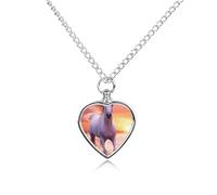 Collana con ciondolo a forma di cuore per ceneri a forma di cavallo bianco