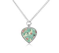 Collana con ciondolo a forma di cuore per ceneri a forma di cavallo, colore: verde acqua