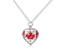 Collana con ciondolo a forma di cuore per ceneri con bandiera del Canada, collana commemorativa per animali domestici