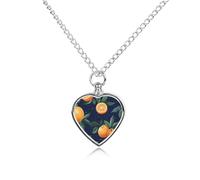 Collana con ciondolo a forma di cuore per ceneri con frutti tropicali e arance