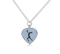 Collana con ciondolo a forma di cuore per ceneri, con silhouette di una ragazza da pallavolo, collana commemorativa per la cremazione